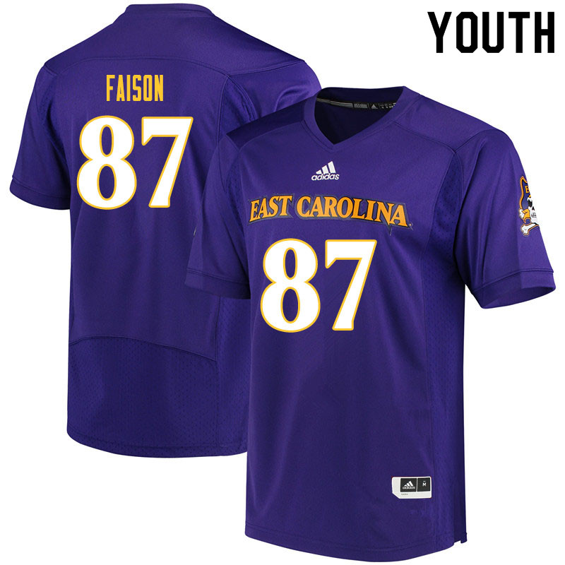 Youth #87 Damir Faison ECU Pirates College Football Jerseys Sale-Purple - Click Image to Close